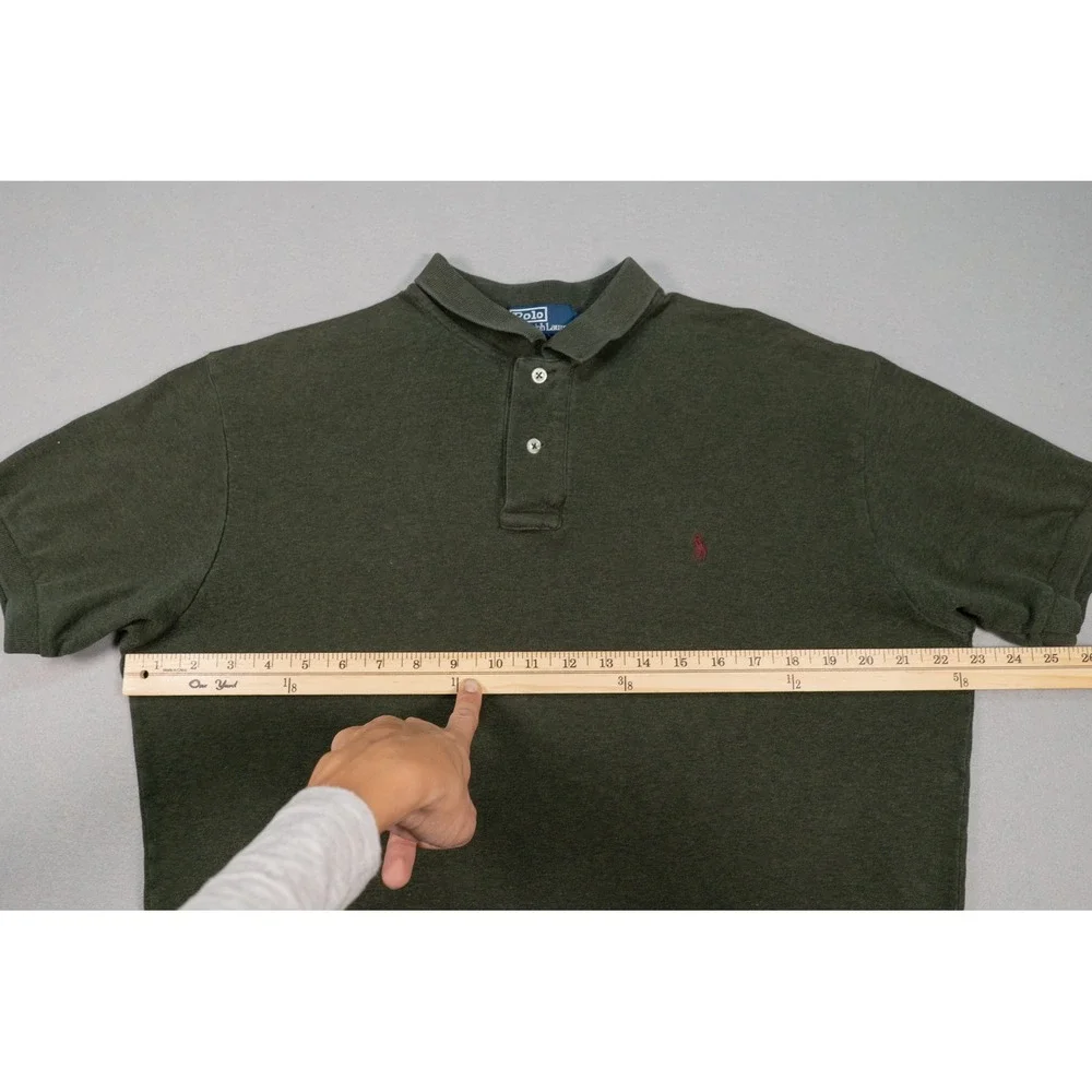 Polo Ralph Lauren Mens Medium Olive Green Heather Short Sleeve Polo Shirt USA